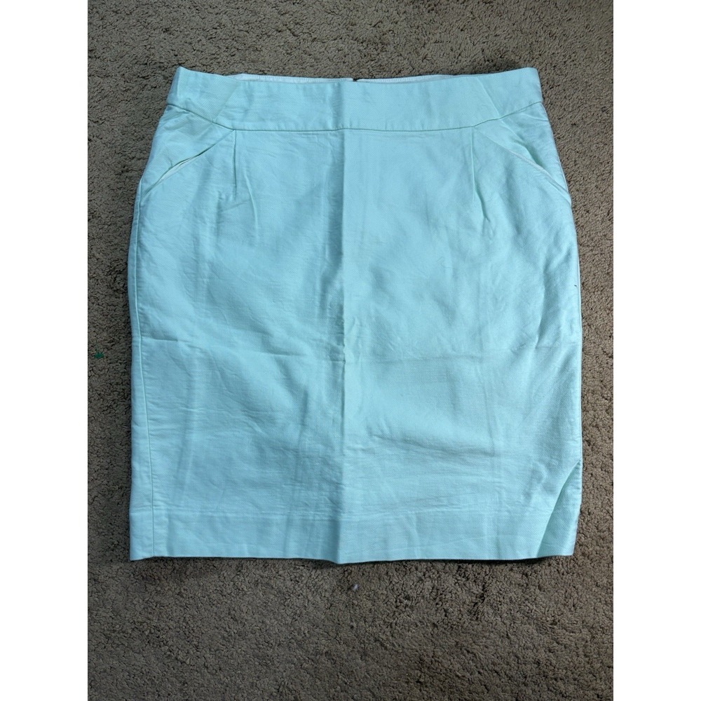 J.Crew The‎ Pencil Skirt Women 14 Mint Green Slash Pockets Midi Office